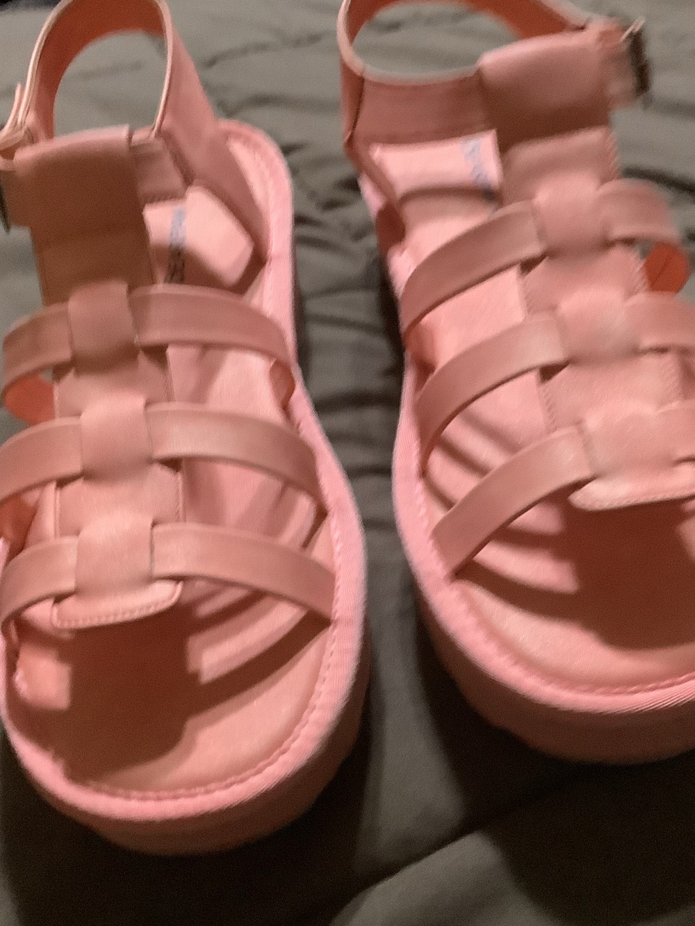 BearPaw Girls Blush Pink Strappy Platform Sandals
